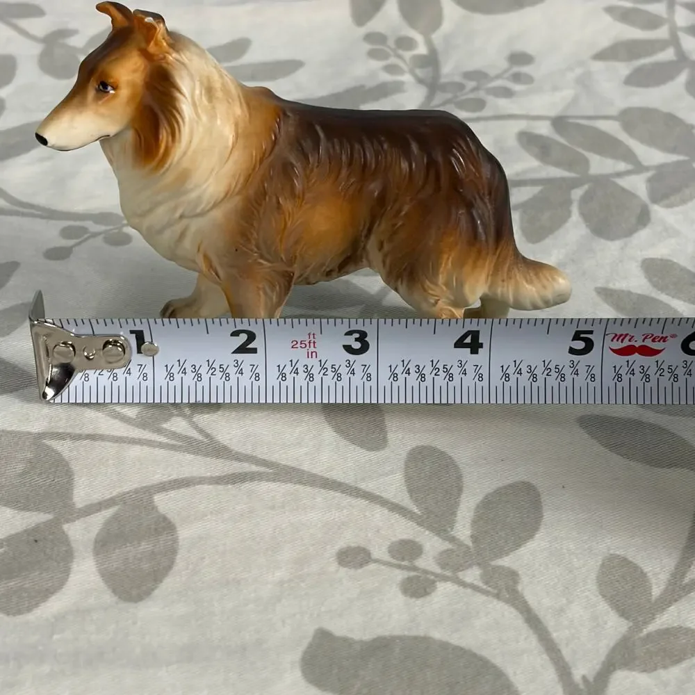 Vintage Ceramic Rough Collie Dog Figurine Hand Painted Lassie Style cottage